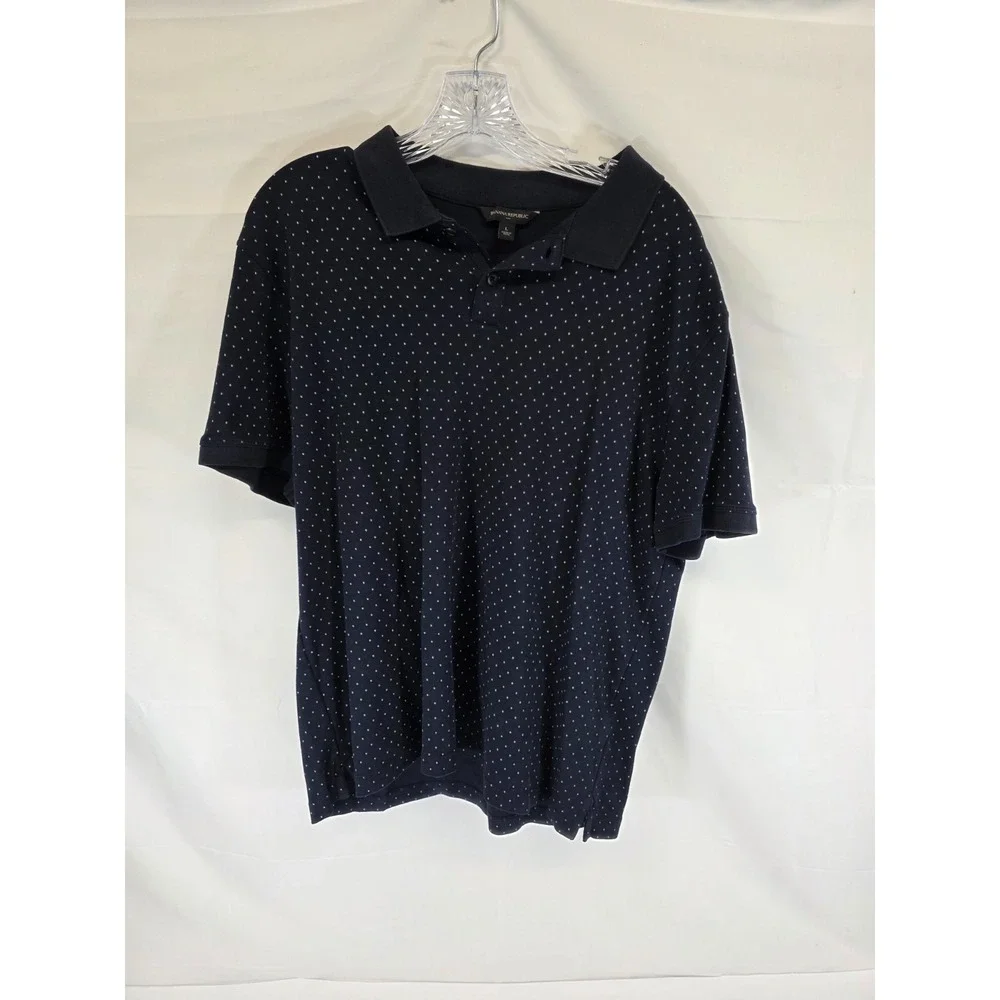 Banana Republic Mens Navy Blue Micro Dot Short Sleeve Polo Shirt Large L